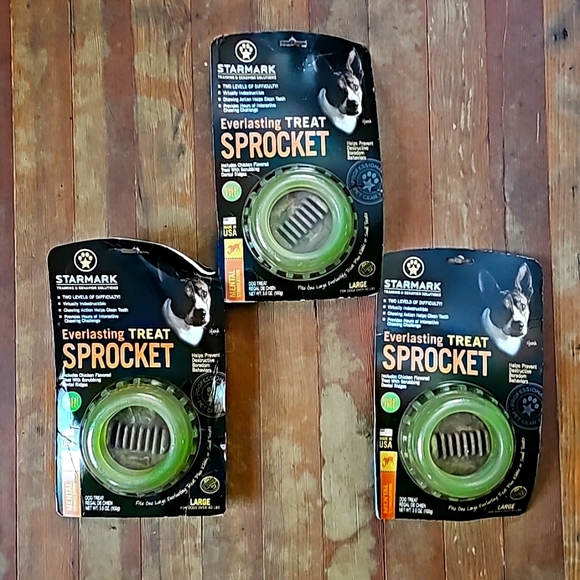 3 New Starmark Everlasting Treat Sprocket Large Dog Chew Enrichment Toy Chicken - Picture 1 of 8